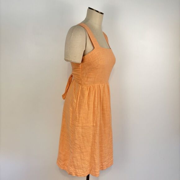 Anthropologie Size 4 Meadow Rue Ingalls Front Tie Apron Dress Pockets Orange - Picture 6 of 11